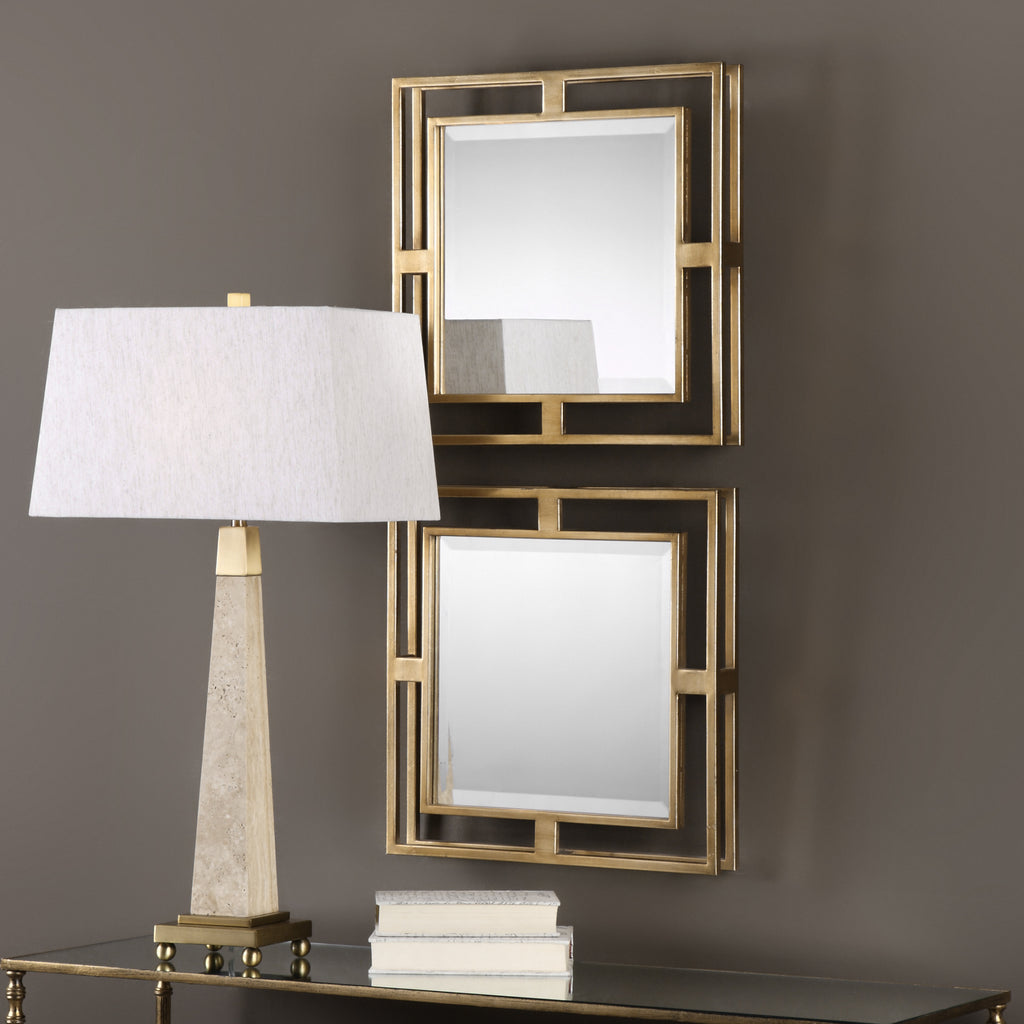 Gold Square Mirror Set Premium Iron Craftsmanship- Alternate Image