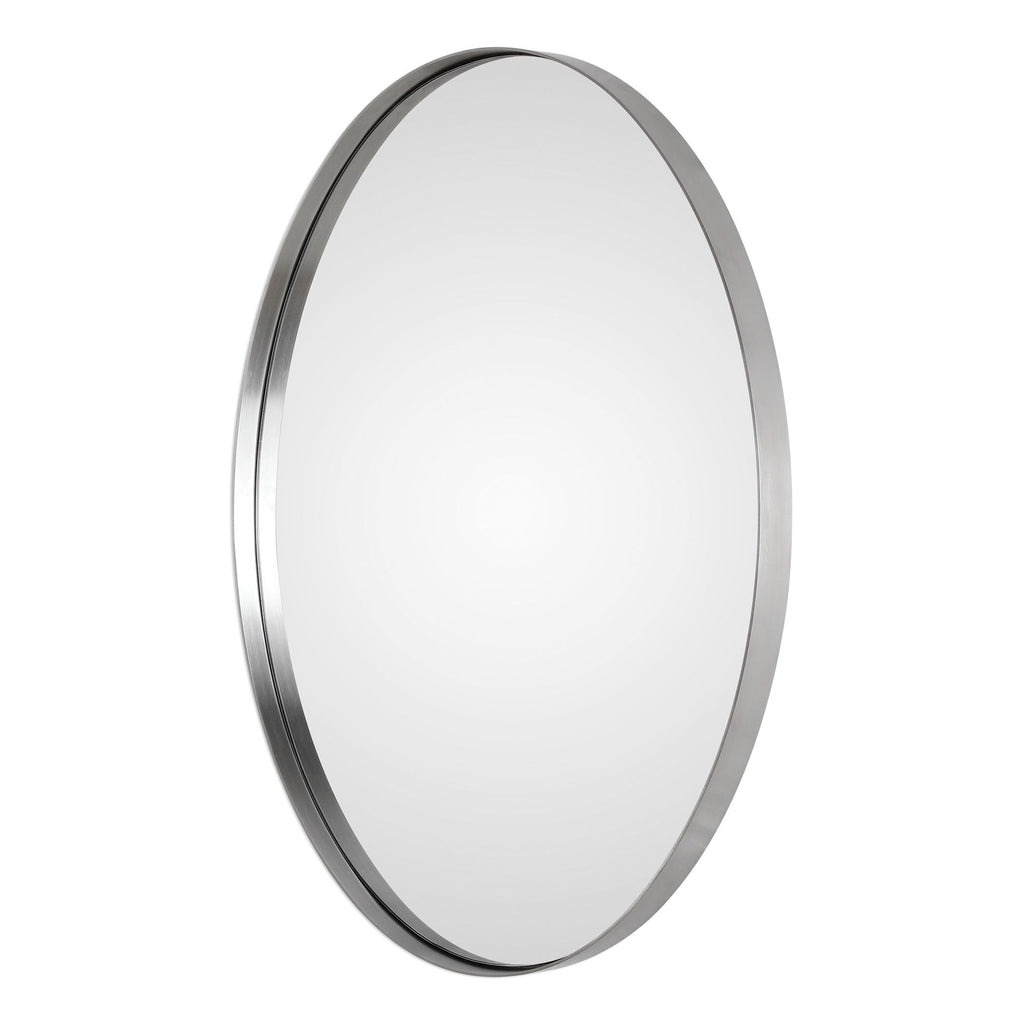 West Hollywood Brushed Nickel Oval Mirror - Vanity Luxury- Alternate Image