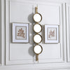 Gold Leaf Contemporary Mirror | Linear Accents | Four Beveled Mirrors- Alternate Image