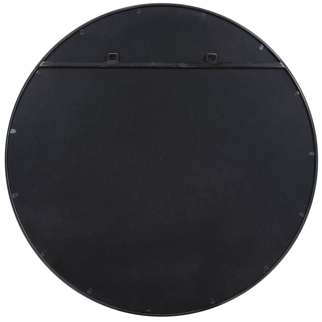 Park Slope Round Iron Mirror in Aged Black Finish- Alternate Image