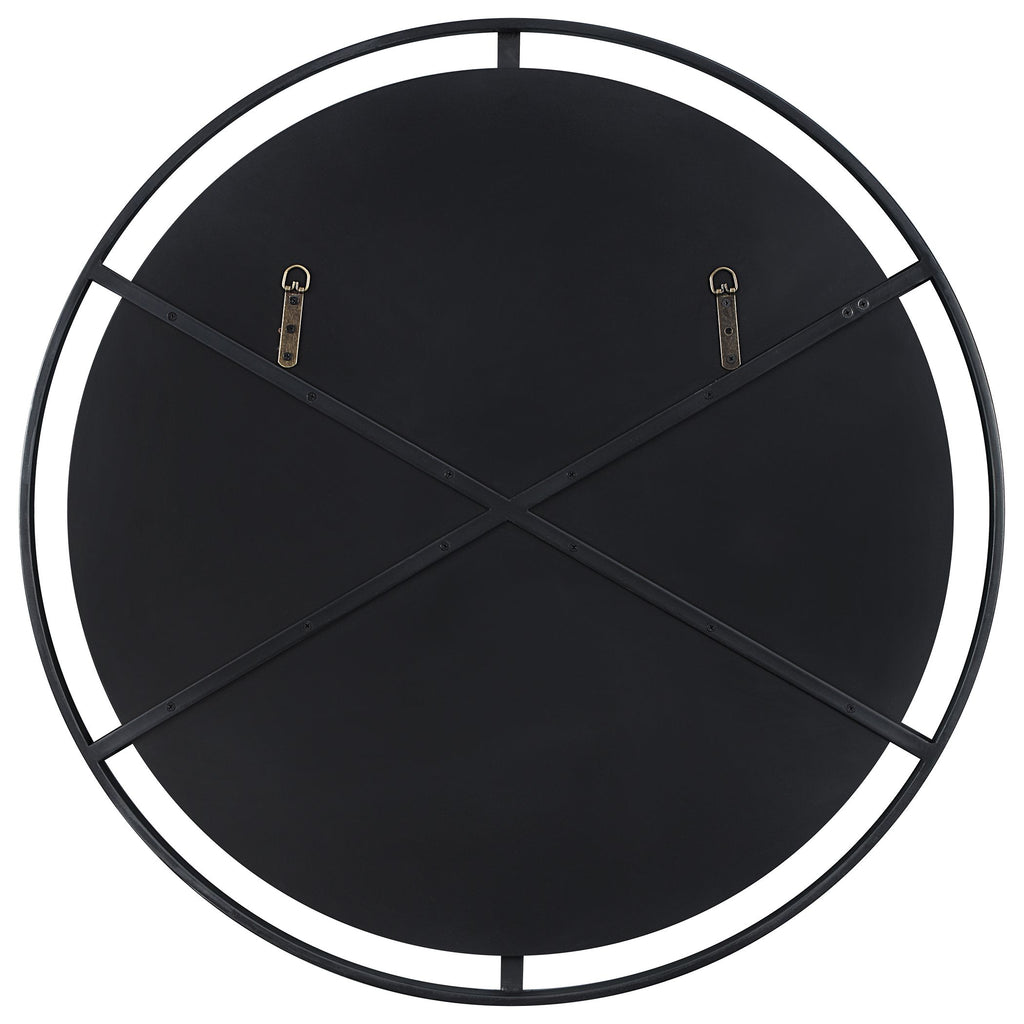 Round Iron Mirror in Satin Black Finish - Bryant Park Collection- Alternate Image