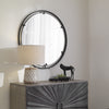 Round Iron Mirror in Satin Black Finish - Bryant Park Collection- Alternate Image