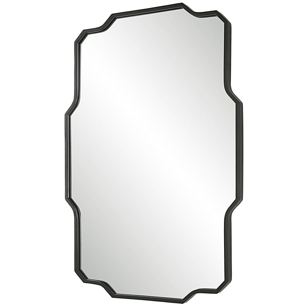 Hampton Retreat Iron Wall Mirror Matte Black - Luxury Home Decor- Alternate Image