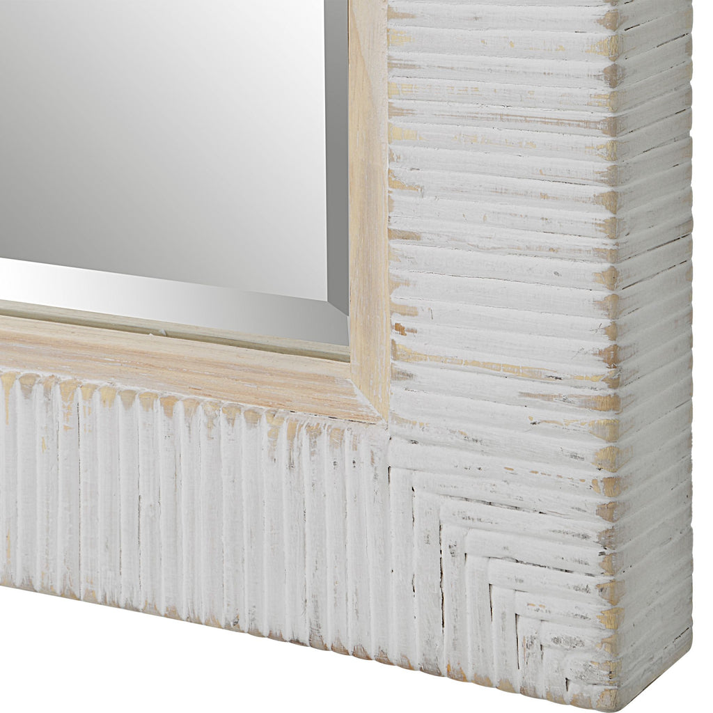 Whitewash Rattan Mirror - Coastal Home Decor- Alternate Image