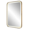 Brushed Brass Lighted Vanity Mirror - Bryant Park Luxury Makeup Mirror- Alternate Image