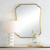 Brushed Brass Mirror | Stainless Steel Frame | Elegantly Curved Details- Alternate Image