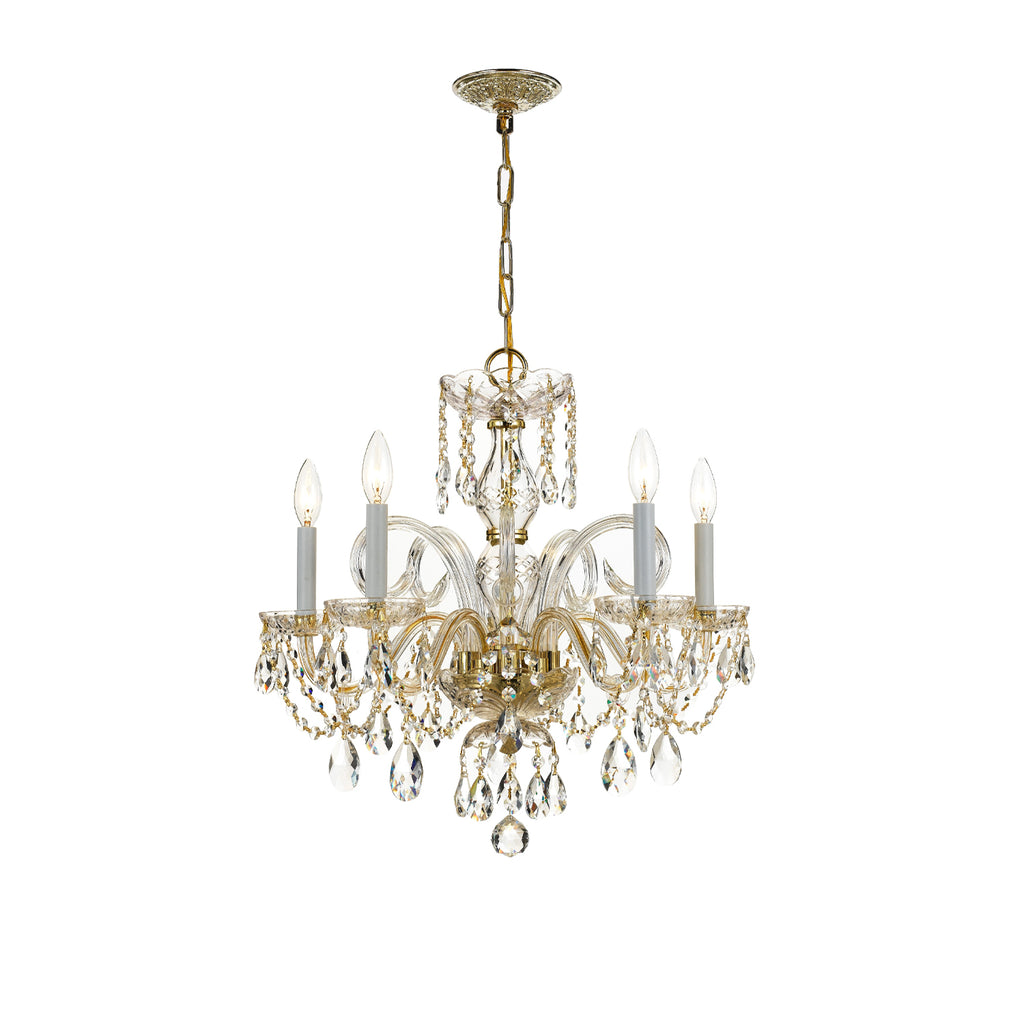 Crystorama Traditional Crystal 22'' Chandelier in Polished Brass - Front View