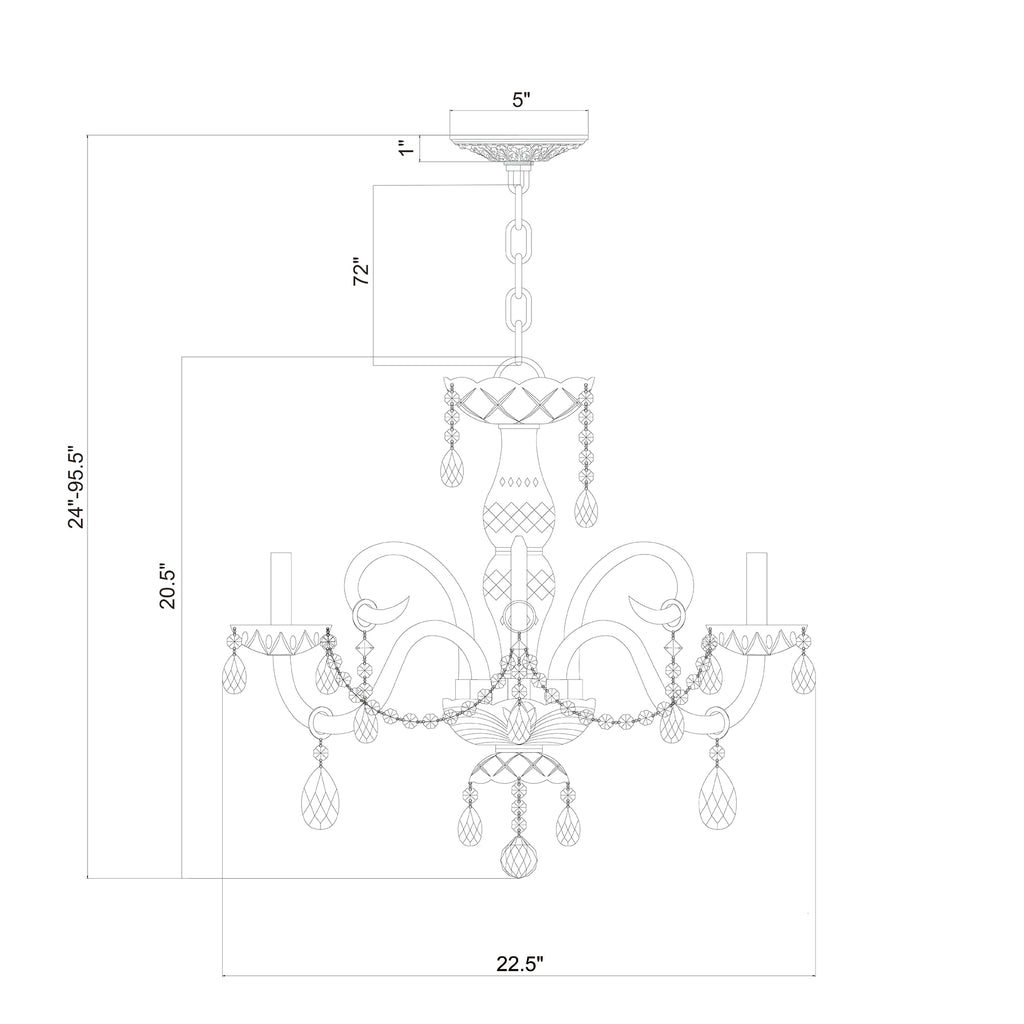 Crystorama Traditional Crystal 22'' Chandelier - Product Dimensions