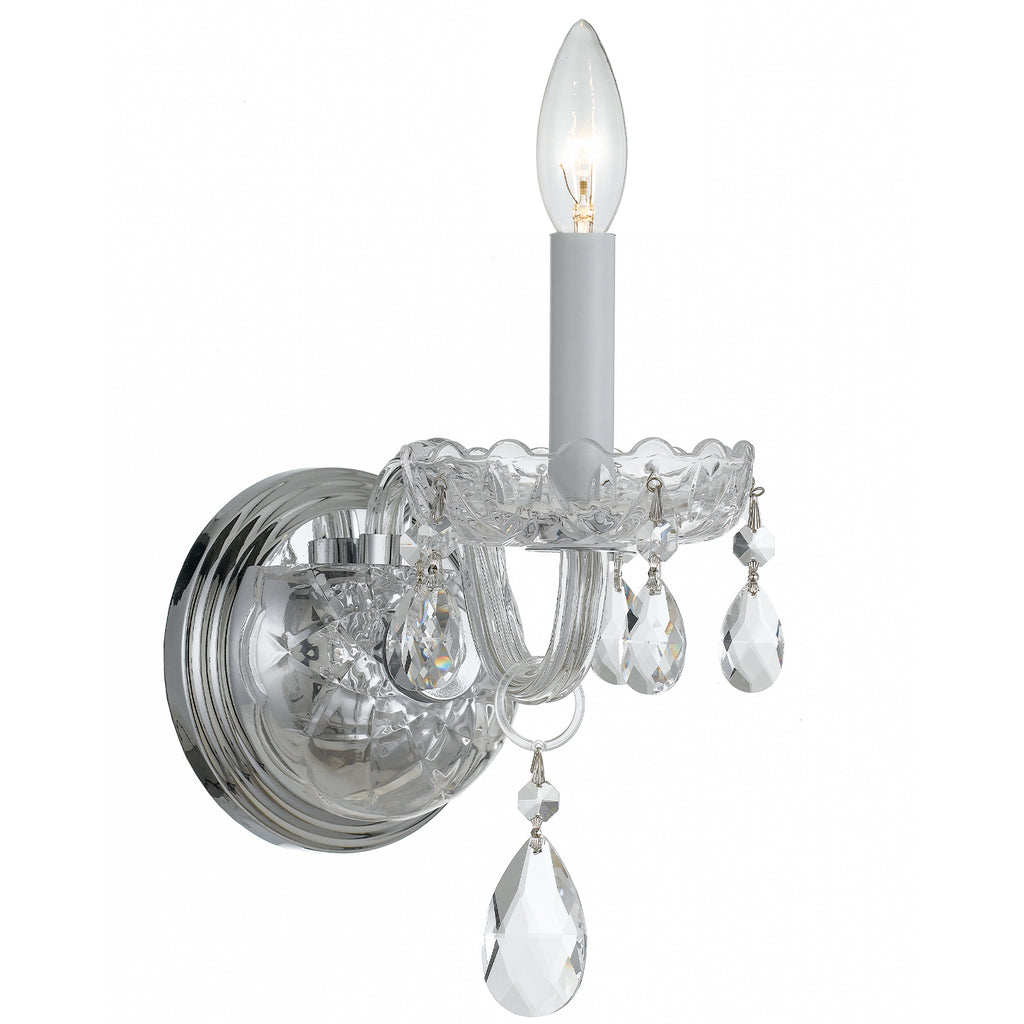 Crystorama Traditional Crystal 5'' Sconce in Polished Chrome - Front View