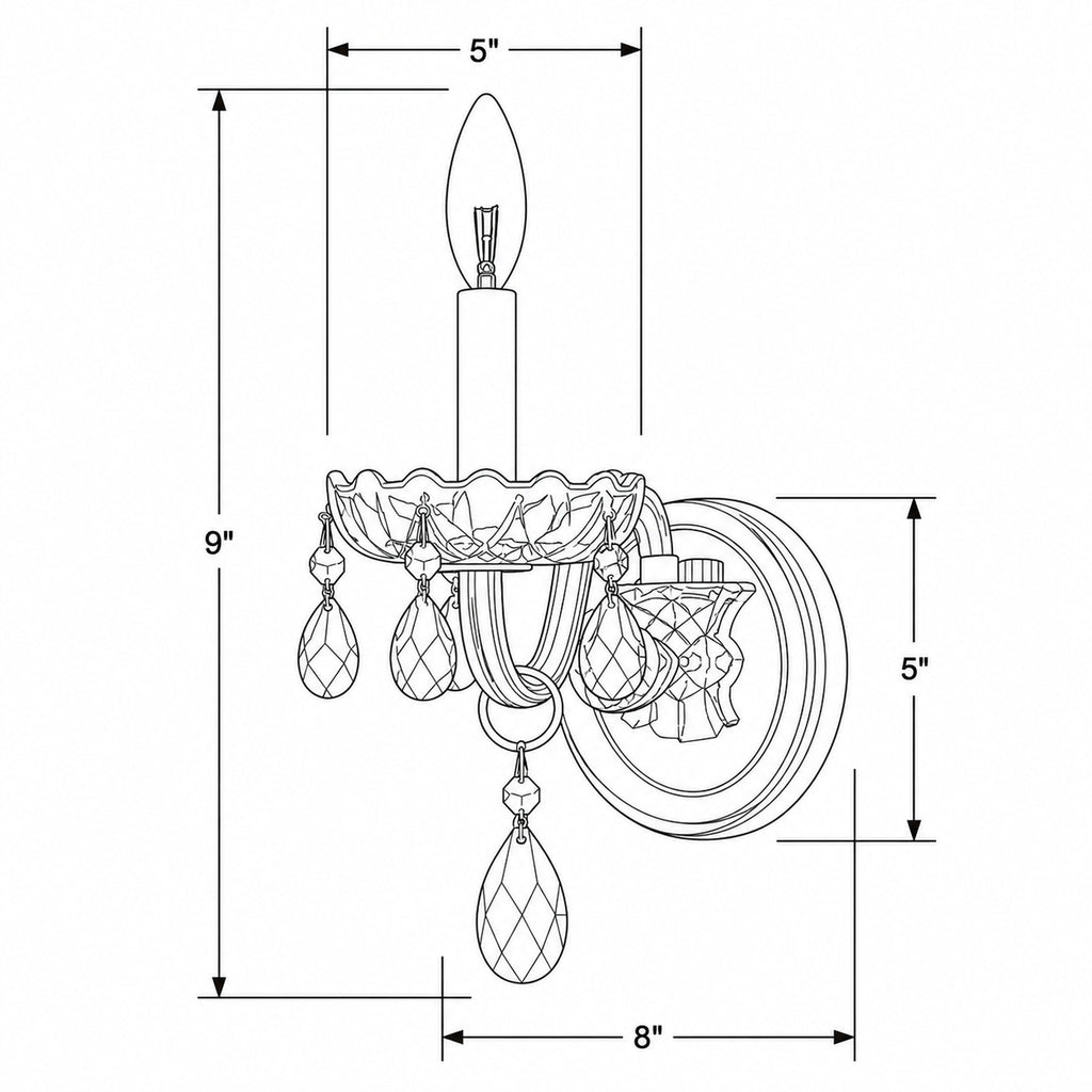 Crystorama Traditional Crystal 5'' Sconce - Product Dimensions