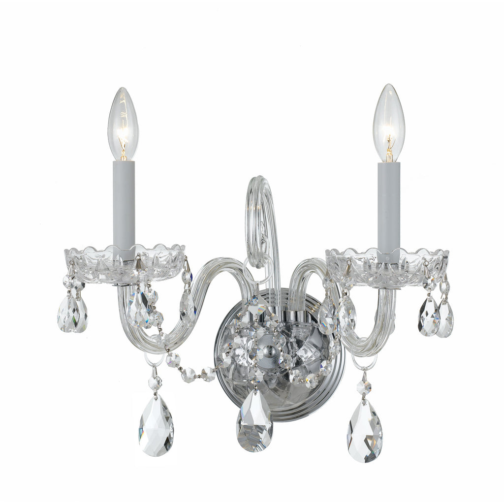 Crystorama Traditional Crystal 15'' Sconce in Polished Chrome - Front View