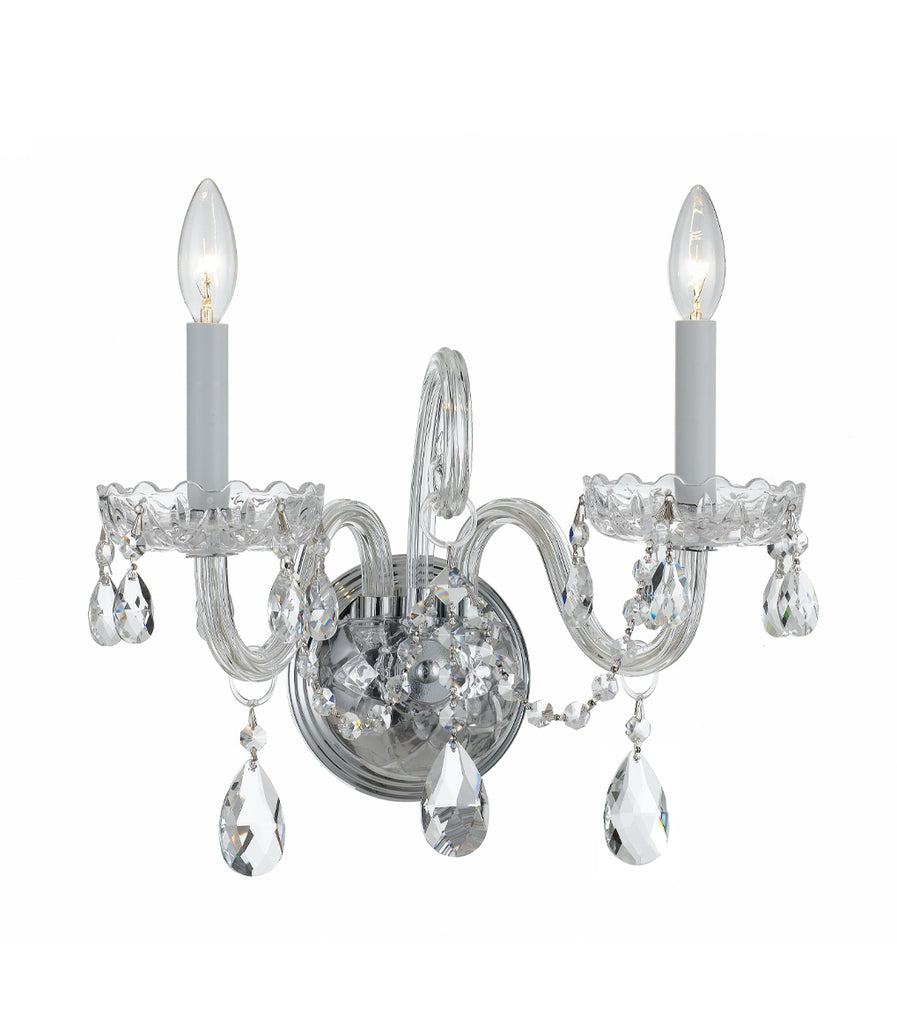 Crystorama Traditional Crystal 15'' Sconce in Polished Chrome - Front View