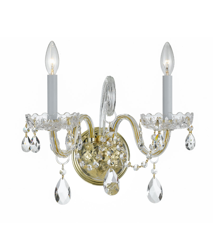 Crystorama Traditional Crystal 15'' Sconce in Polished Brass - Front View