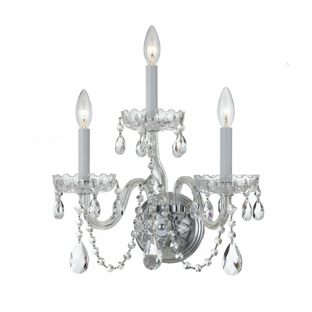 Crystorama Traditional Crystal 15'' Sconce in Polished Chrome - Front View