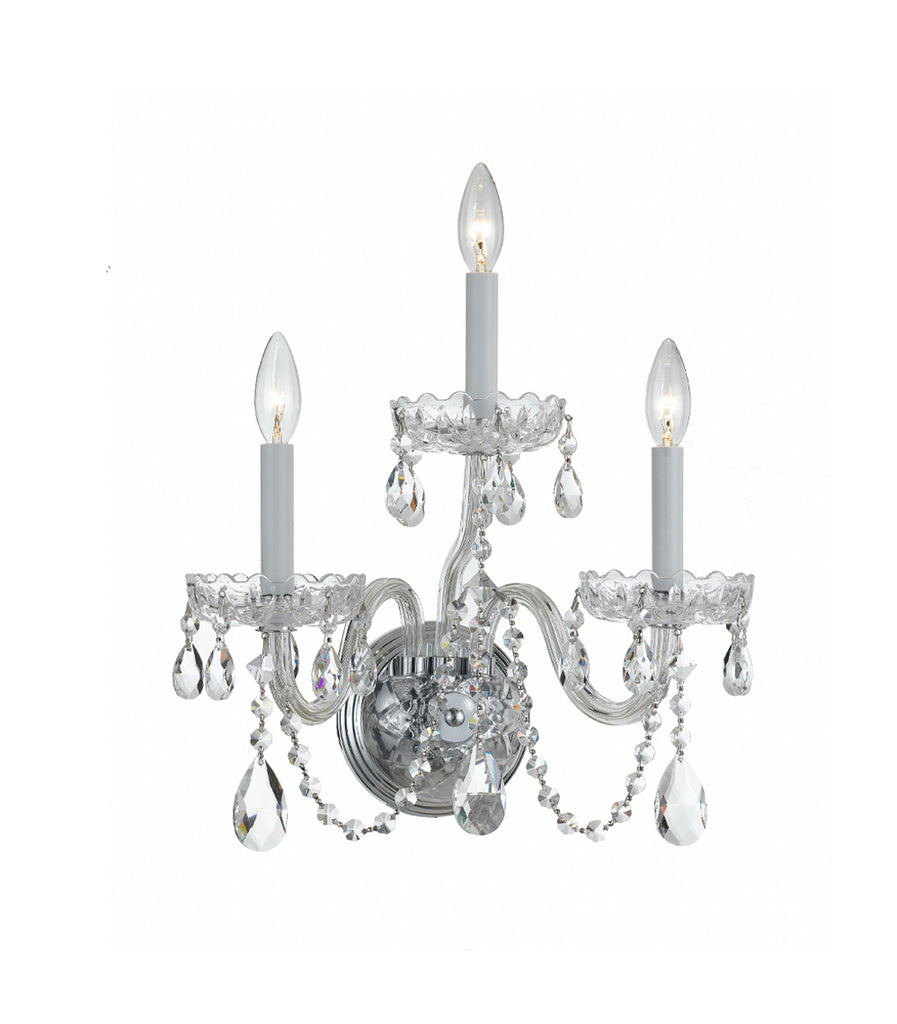 Crystorama Traditional Crystal 15'' Sconce in Polished Chrome - Front View