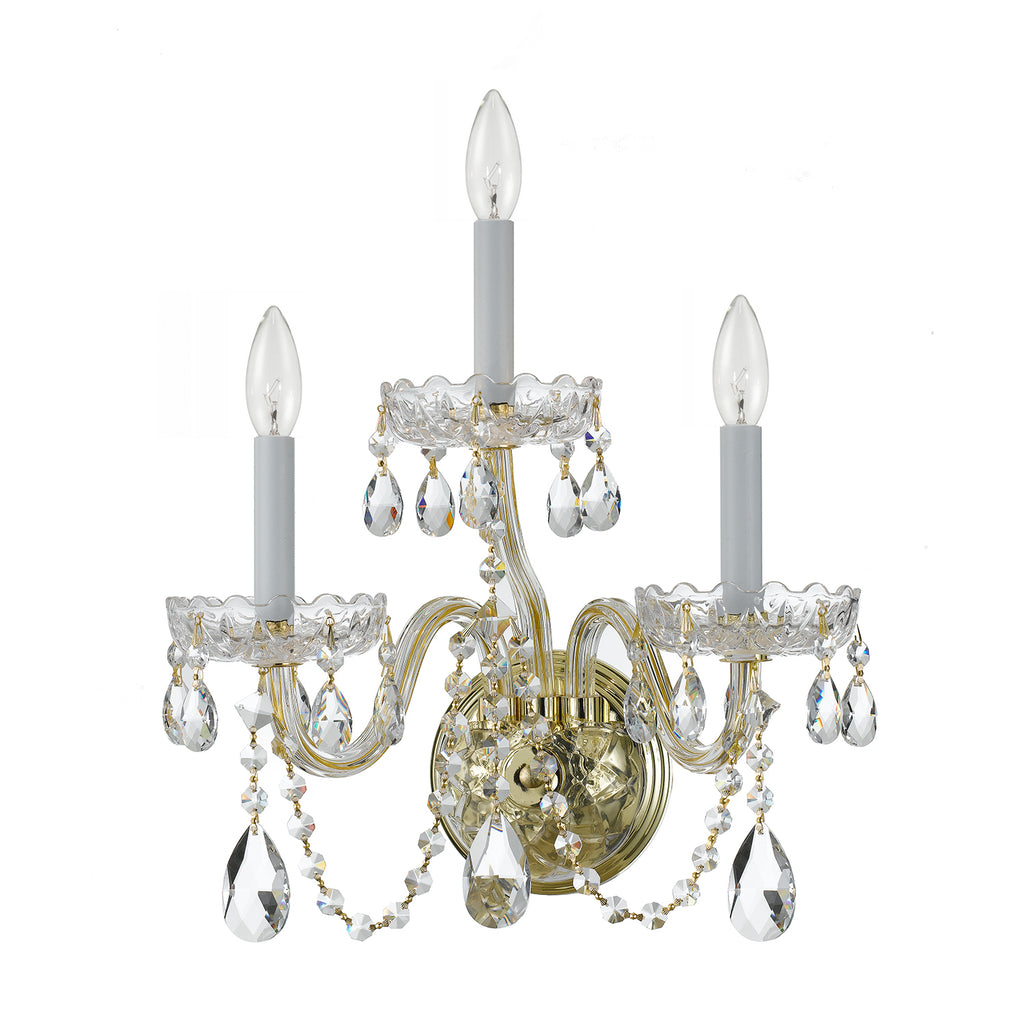 Crystorama Traditional Crystal 15'' Sconce in Polished Brass - Additional View