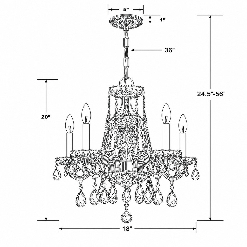 Crystorama Traditional Crystal 18'' Chandelier - Product Dimensions