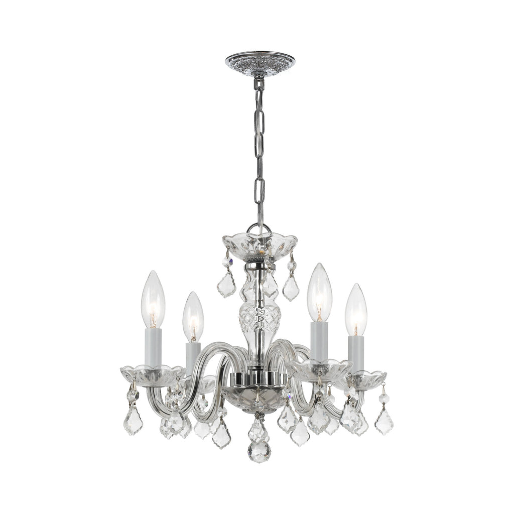 Crystorama Traditional Crystal 15'' Chandelier in Polished Chrome - Front View