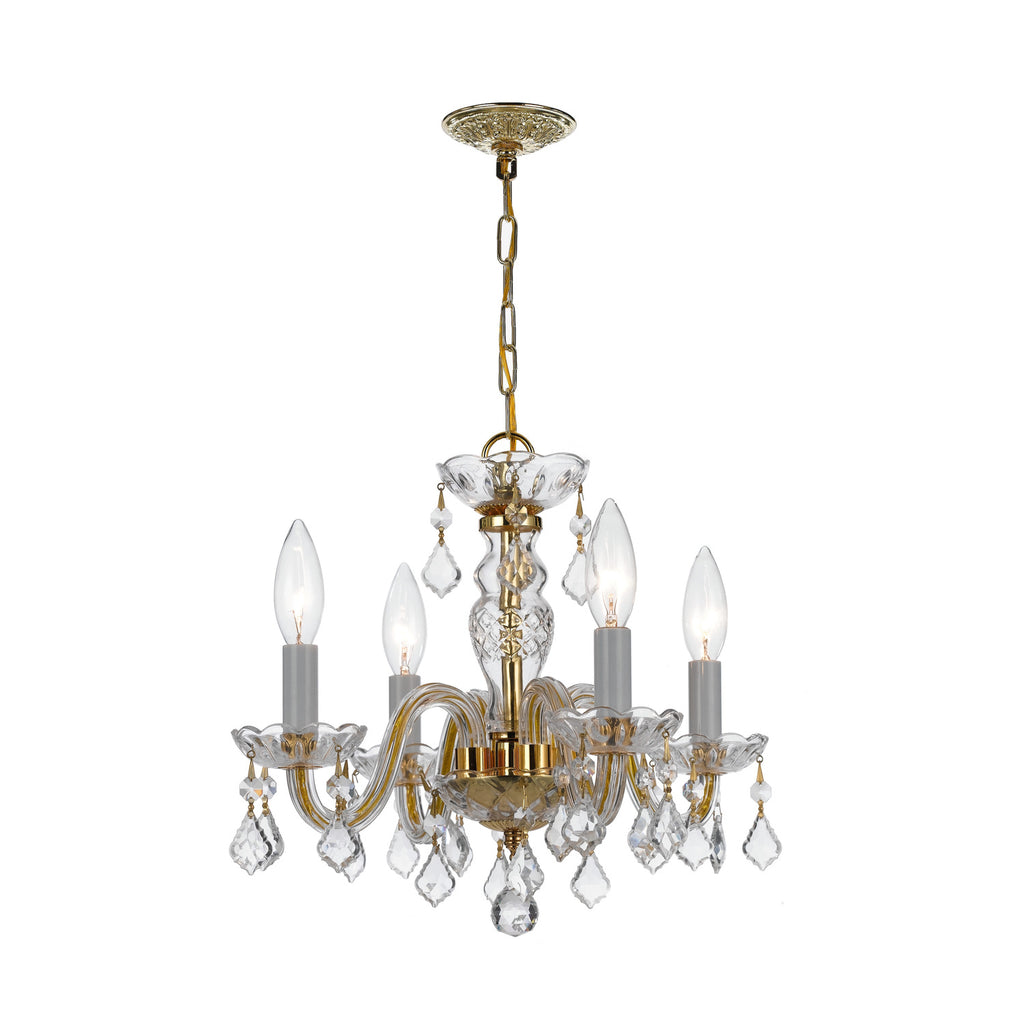Crystorama Traditional Crystal 15'' Chandelier in Polished Brass - Front View
