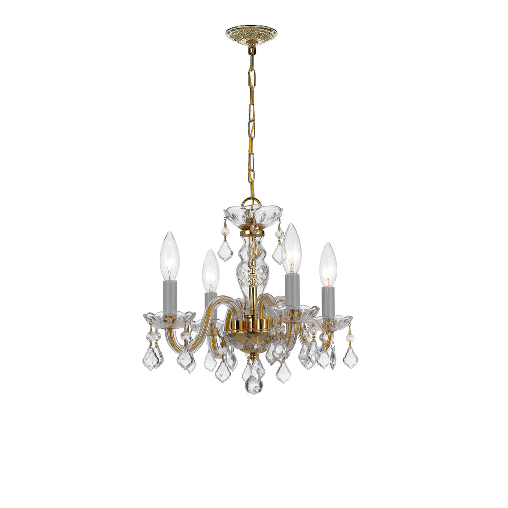 Crystorama Traditional Crystal 15'' Chandelier in Polished Brass - Front View