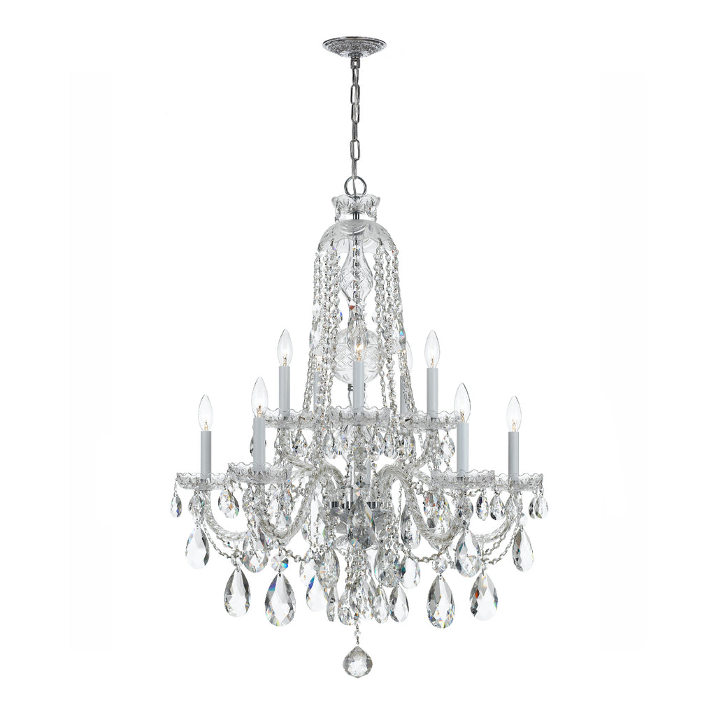 Crystorama Traditional Crystal 32'' Chandelier in Polished Chrome - Front View