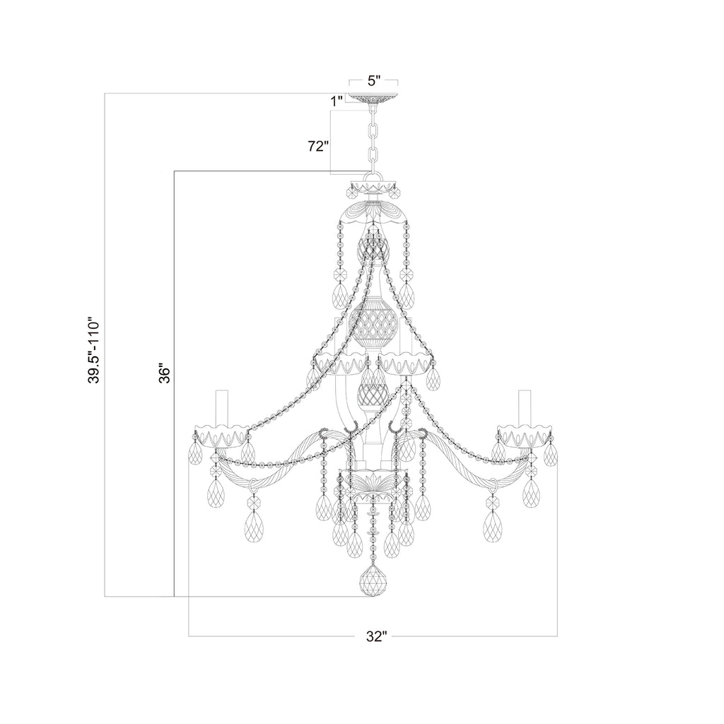 Crystorama Traditional Crystal 32'' Chandelier - Product Dimensions