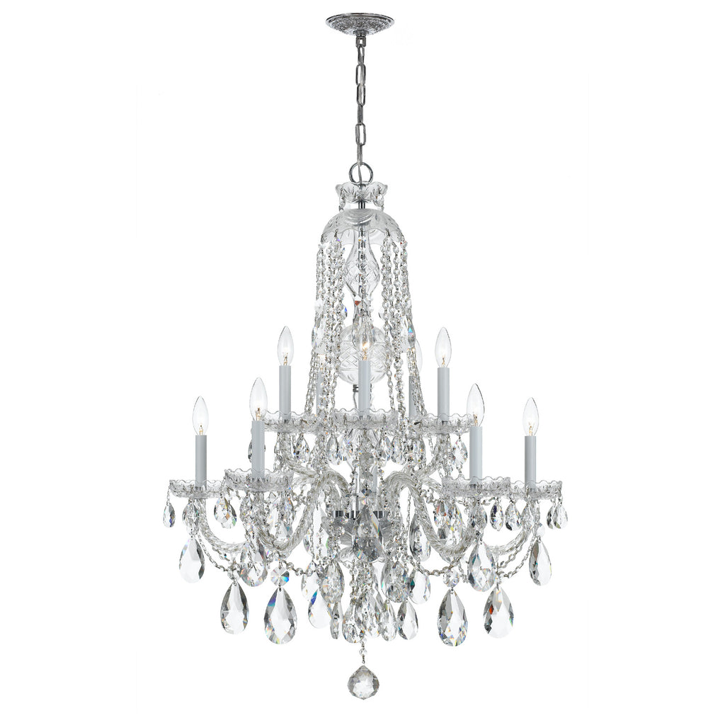 Crystorama Traditional Crystal 32'' Chandelier in Polished Chrome - Front View