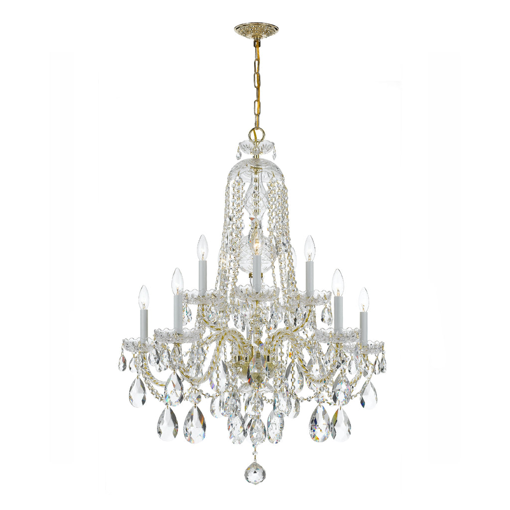 Crystorama Traditional Crystal 32'' Chandelier in Polished Brass - Front View