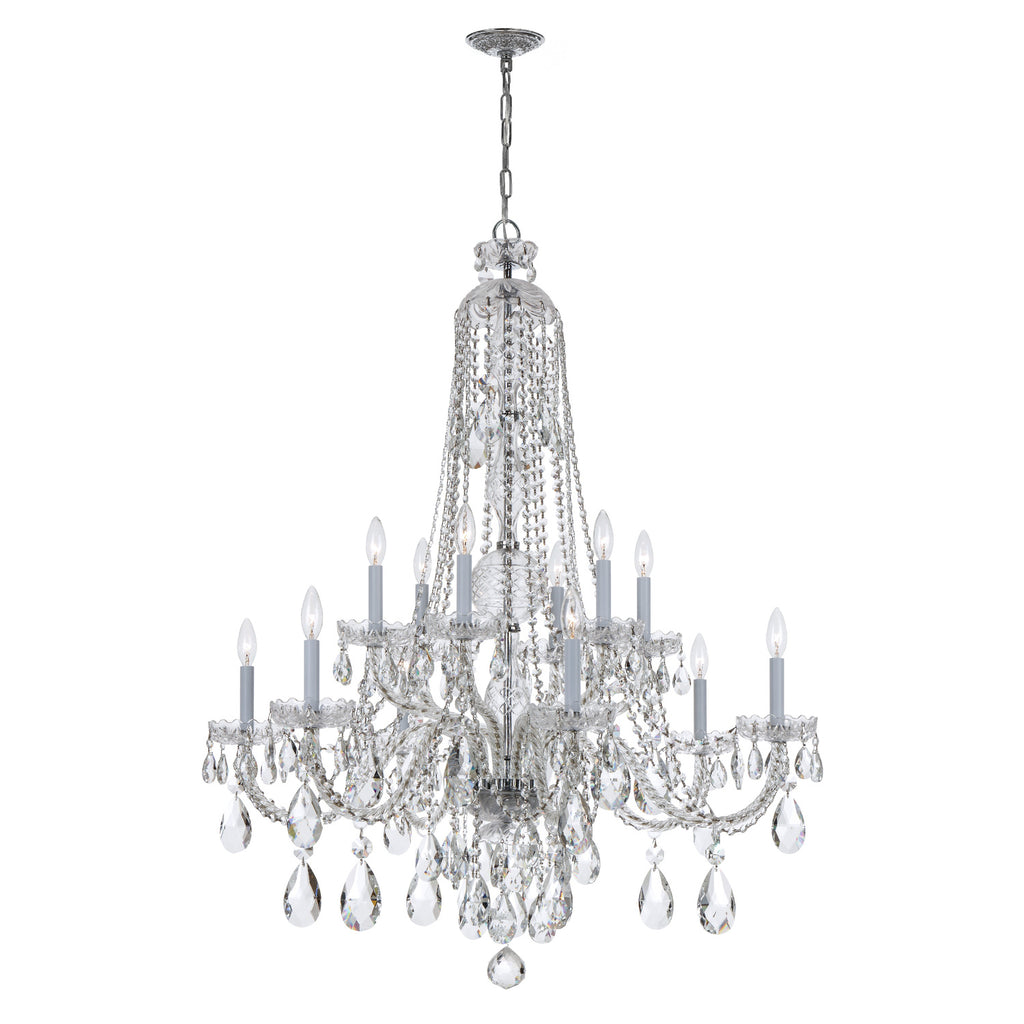 Crystorama Traditional Crystal 37.5'' Chandelier in Polished Chrome - Front View