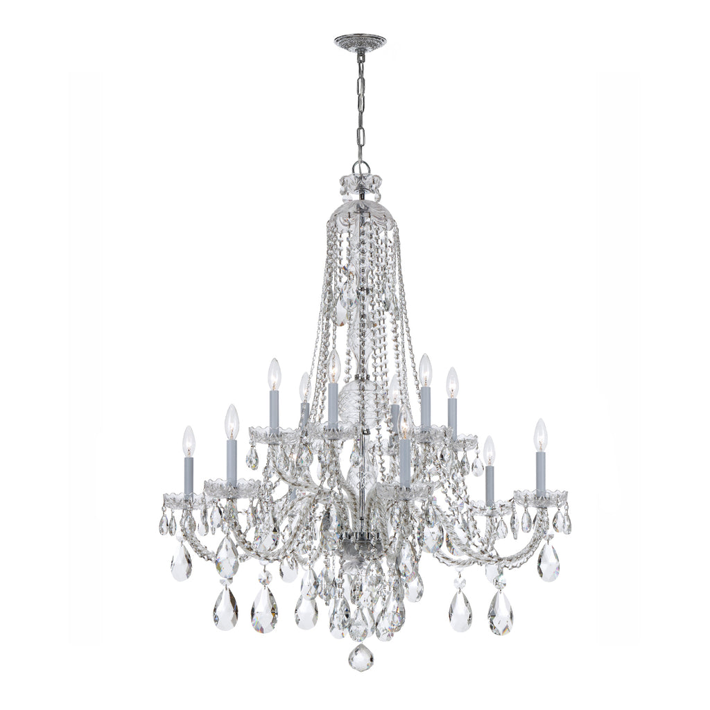 Crystorama Traditional Crystal 37.5'' Chandelier in Polished Chrome - Front View