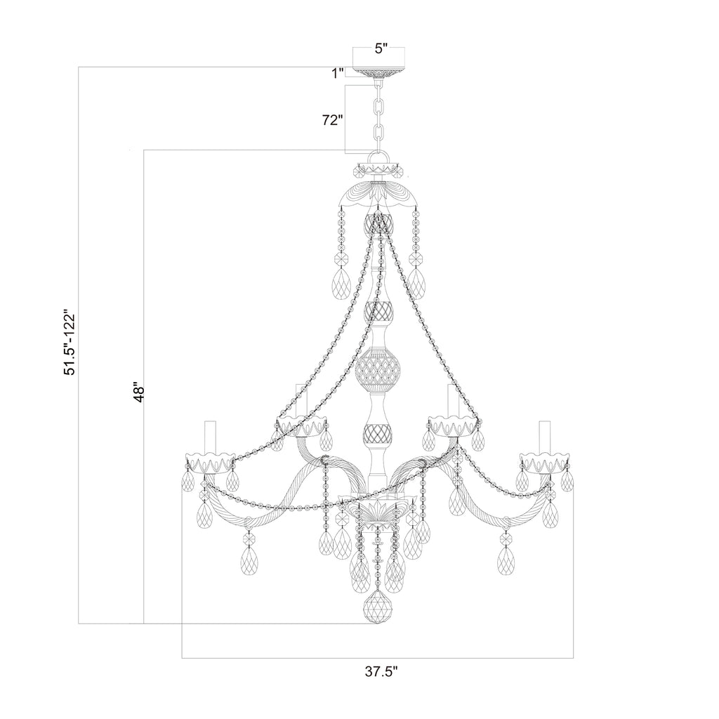 Crystorama Traditional Crystal 37.5'' Chandelier - Product Dimensions