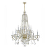 Crystorama Traditional Crystal 37.5'' Chandelier in Polished Brass - Front View