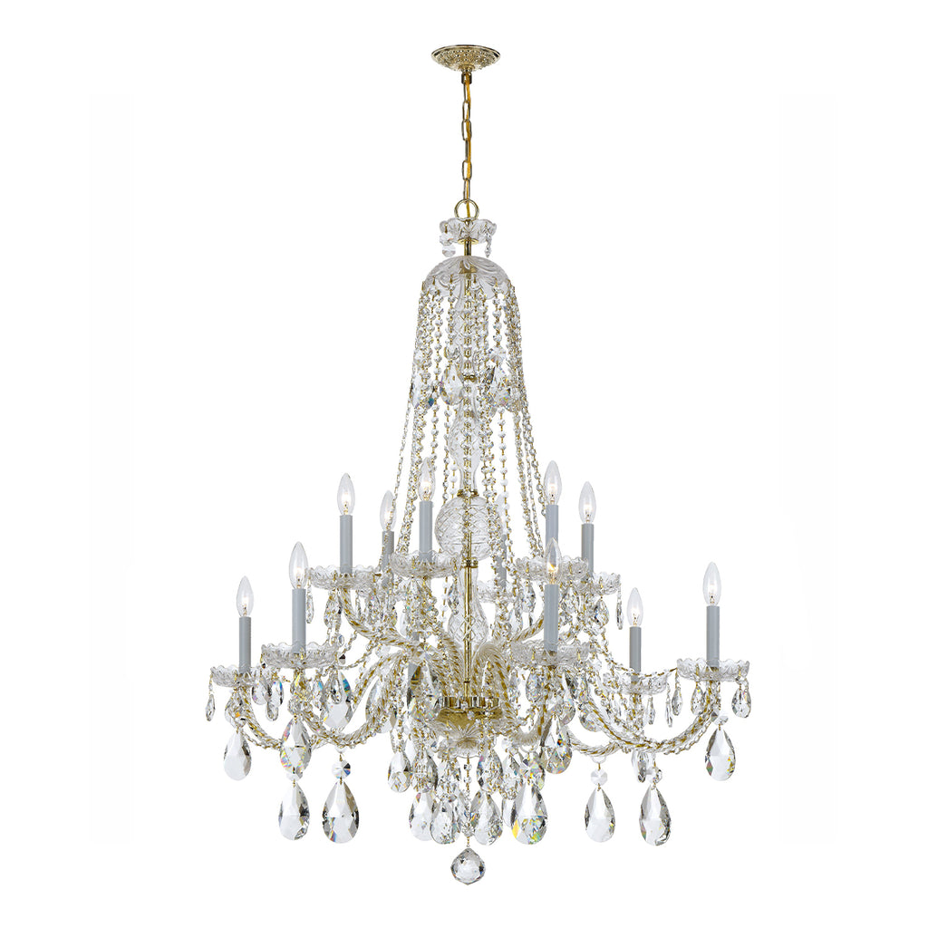 Crystorama Traditional Crystal 37.5'' Chandelier in Polished Brass - Front View