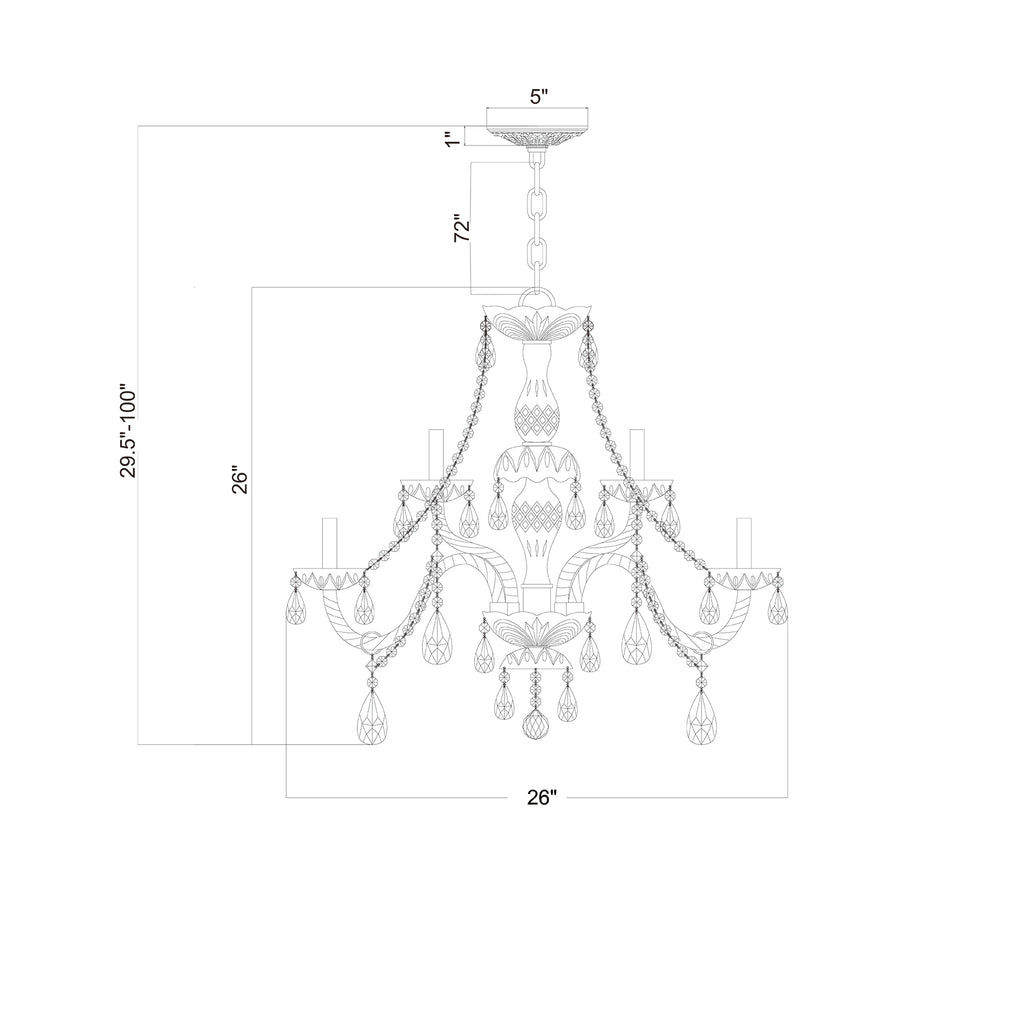 Crystorama Traditional Crystal 26'' Chandelier - Product Dimensions