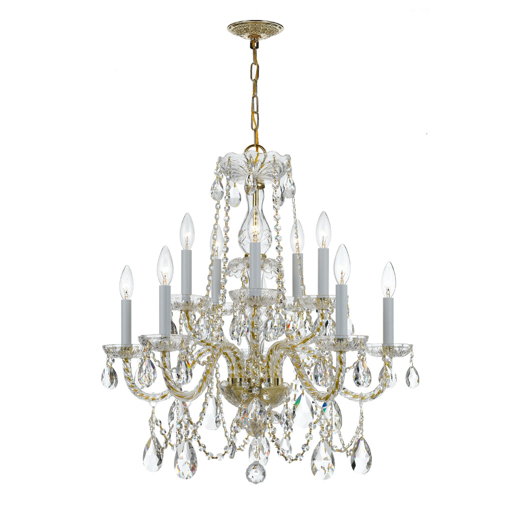Crystorama Traditional Crystal 26'' Chandelier in Polished Brass - Front View
