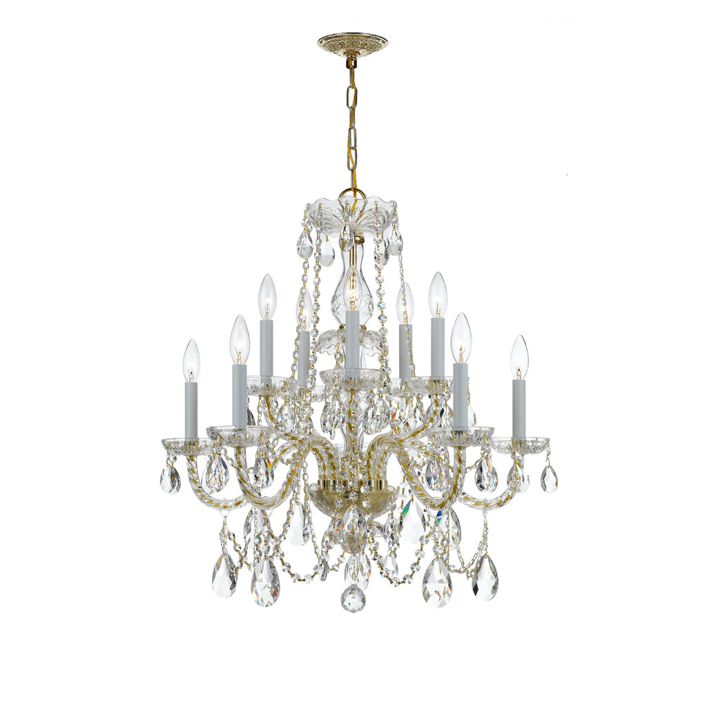 Crystorama Traditional Crystal 26'' Chandelier in Polished Brass - Front View
