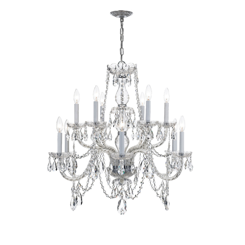Crystorama Traditional Crystal 31'' Chandelier in Polished Chrome - Front View