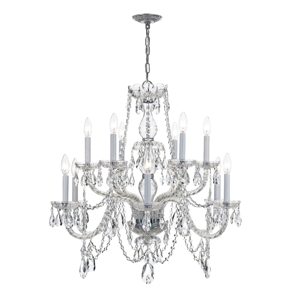 Crystorama Traditional Crystal 31'' Chandelier in Polished Chrome - Front View