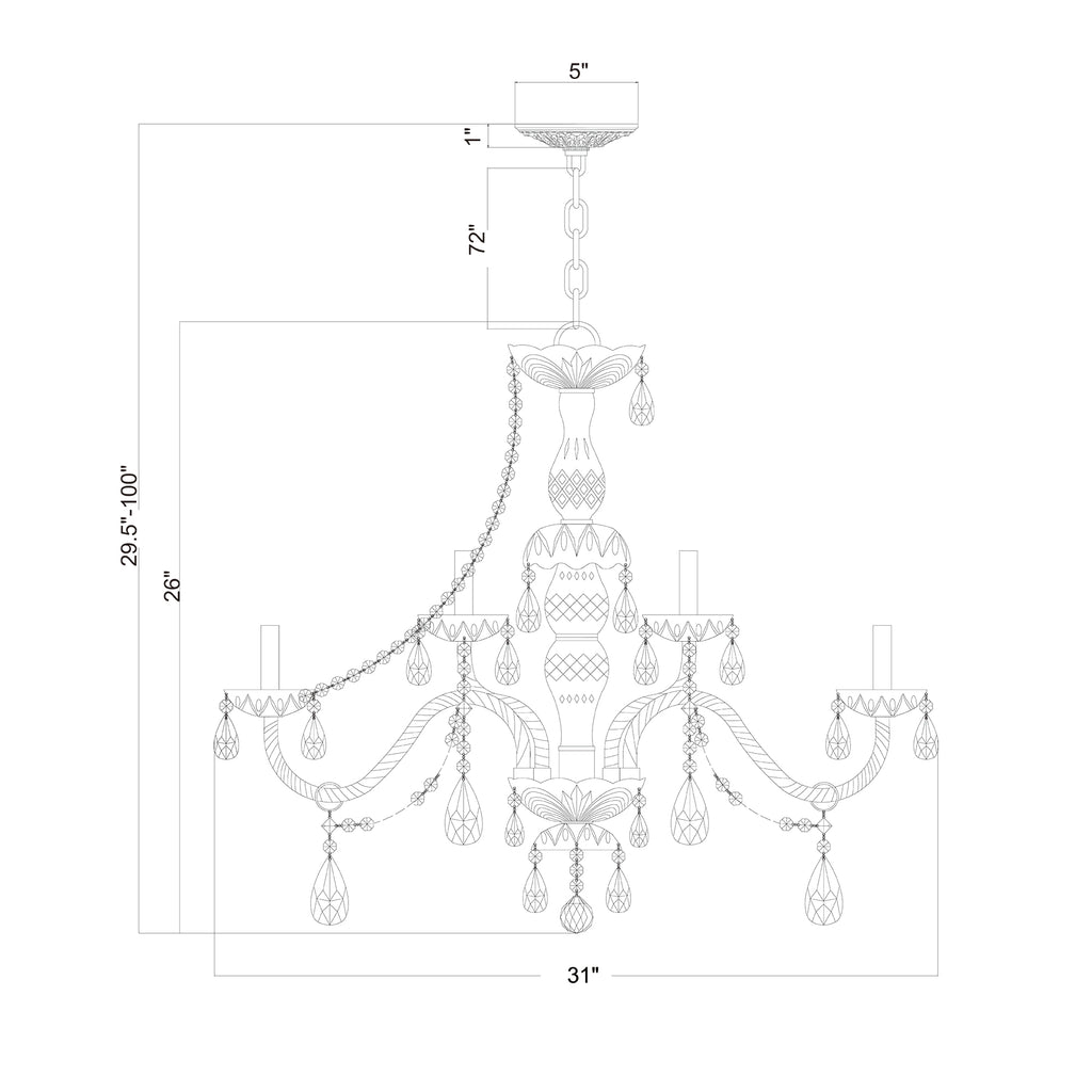 Crystorama Traditional Crystal 31'' Chandelier - Product Dimensions