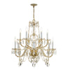 Crystorama Traditional Crystal 31'' Chandelier in Polished Brass - Front View