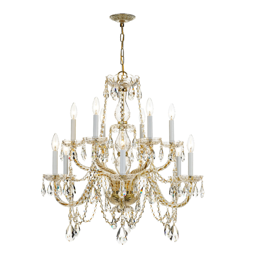 Crystorama Traditional Crystal 31'' Chandelier in Polished Brass - Front View