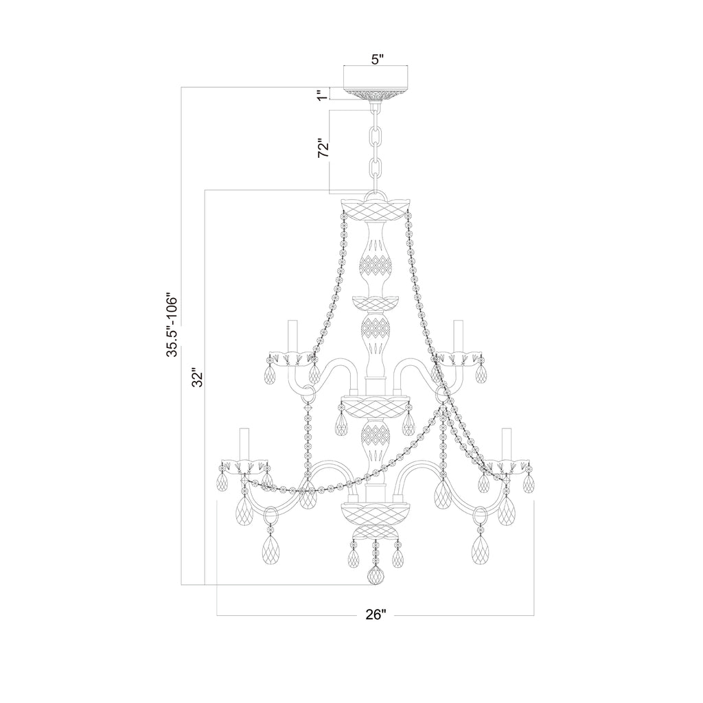 Crystorama Traditional Crystal 26.5'' Chandelier - Product Dimensions