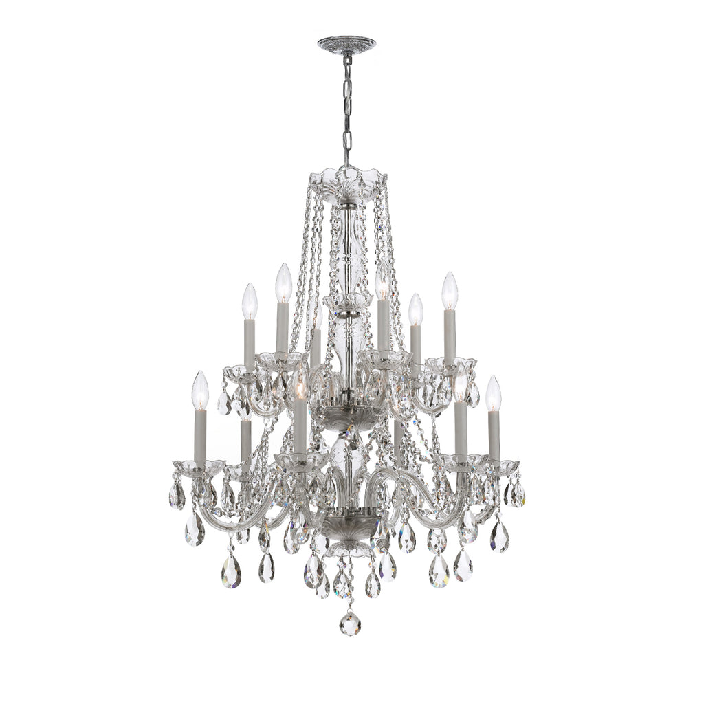 Crystorama Traditional Crystal 26.5'' Chandelier in Polished Chrome - Front View
