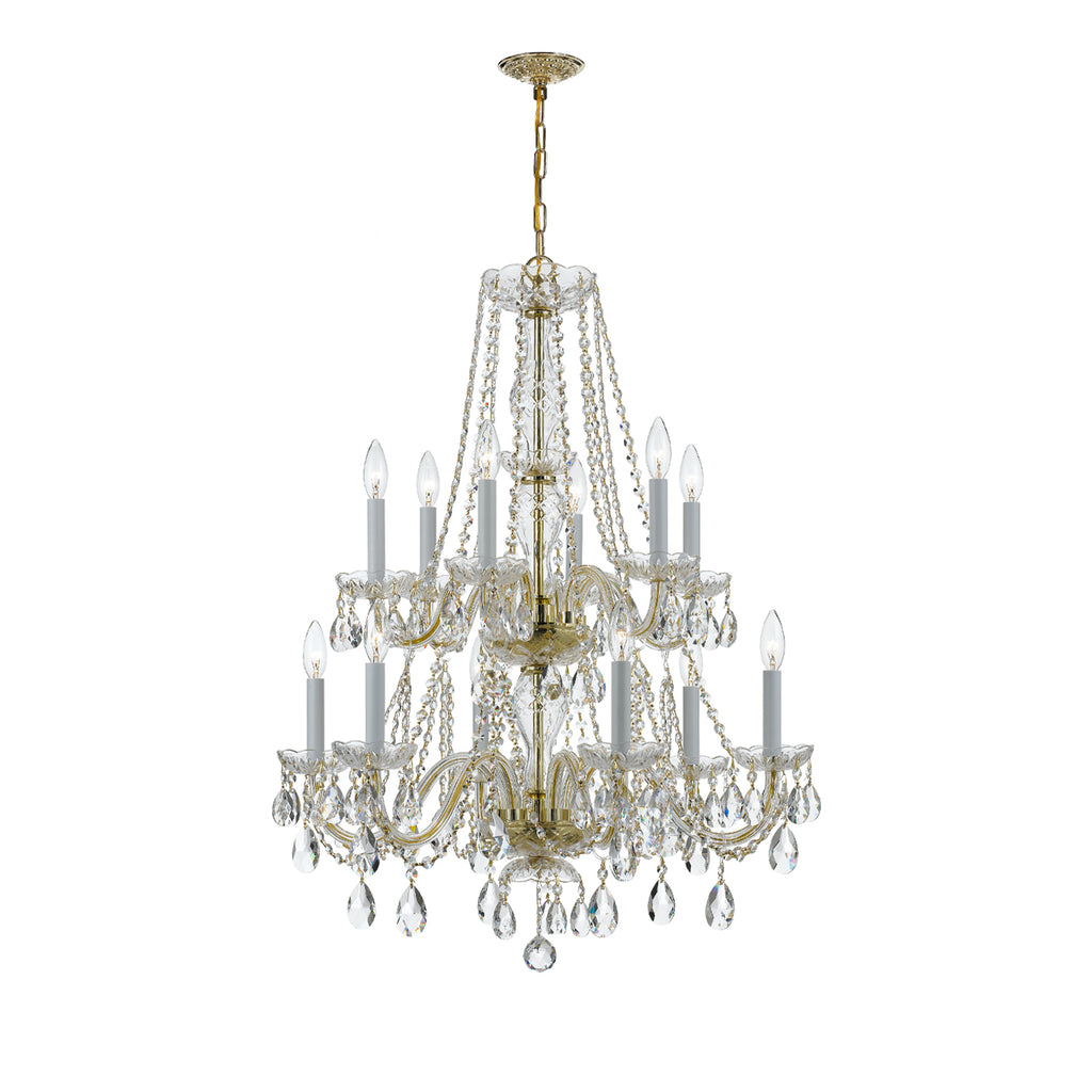 Crystorama Traditional Crystal 26.5'' Chandelier in Polished Brass - Front View