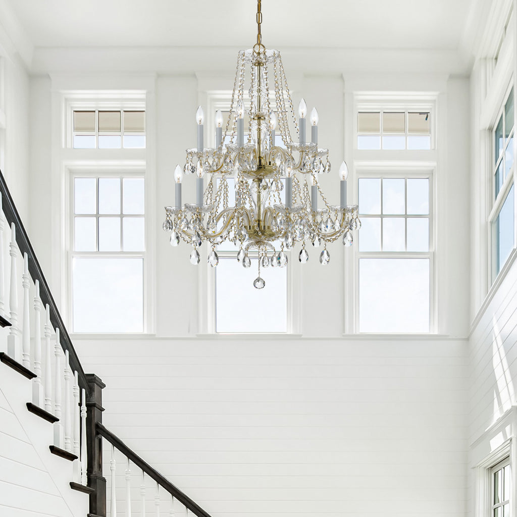 1137-PB-CL-SAQ Traditional Crystal 26.5'' Chandelier | Lifestyle Image