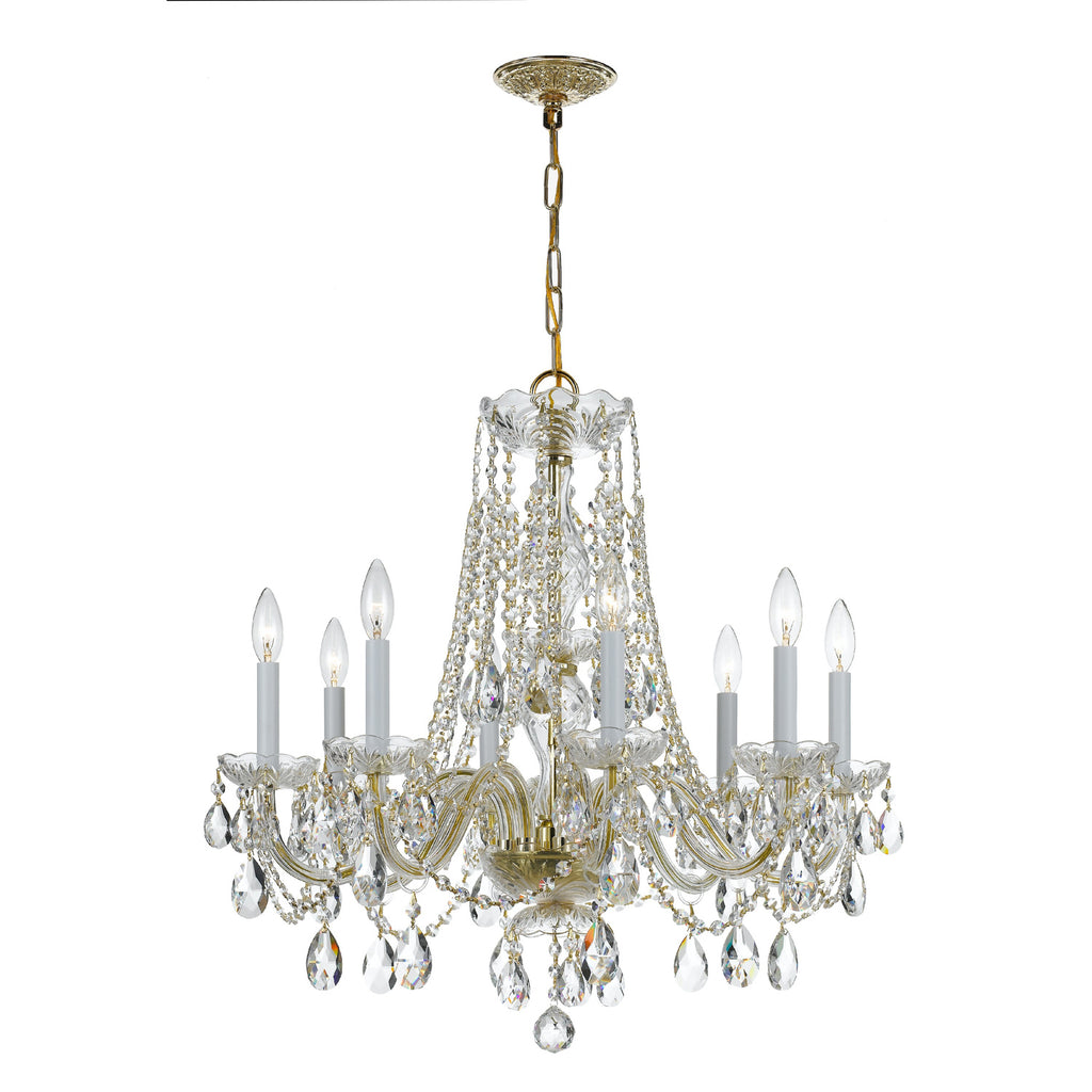Crystorama Traditional Crystal 26'' Chandelier in Polished Brass - Front View