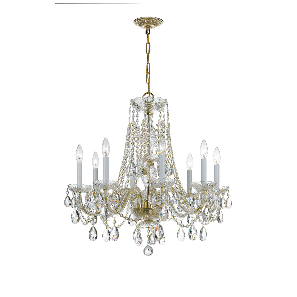 Crystorama Traditional Crystal 26'' Chandelier in Polished Brass - Front View