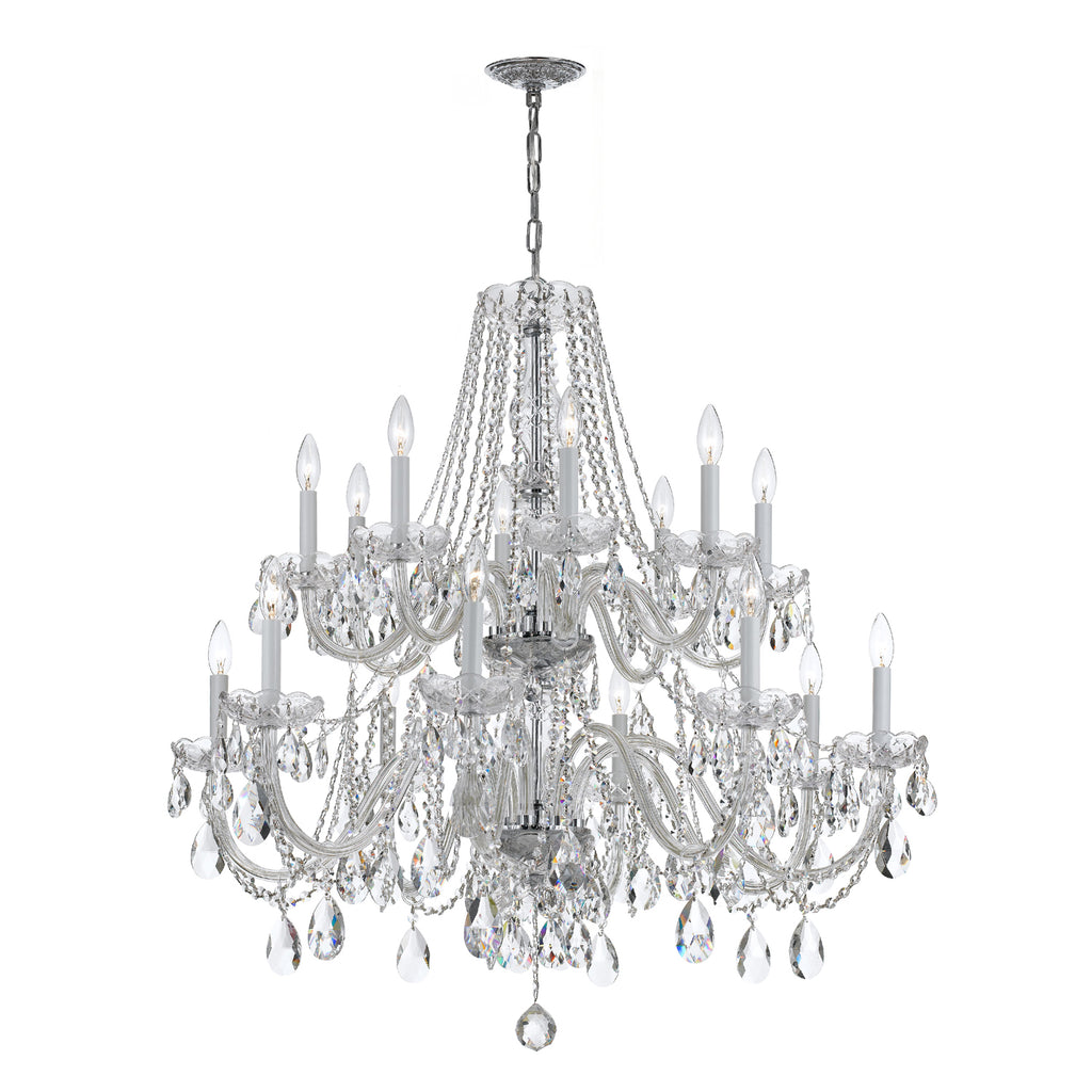 Crystorama Traditional Crystal 37'' Chandelier in Polished Chrome - Front View