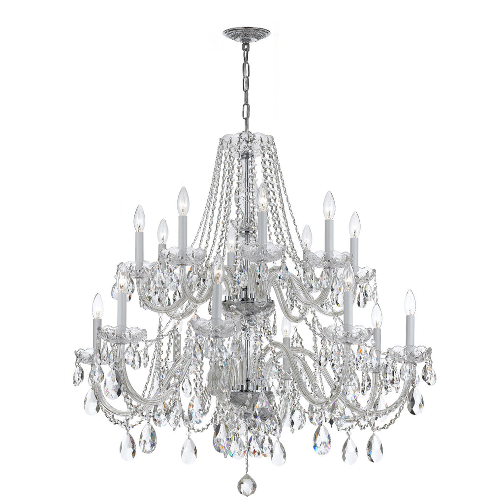 Crystorama Traditional Crystal 37'' Chandelier in Polished Chrome - Front View