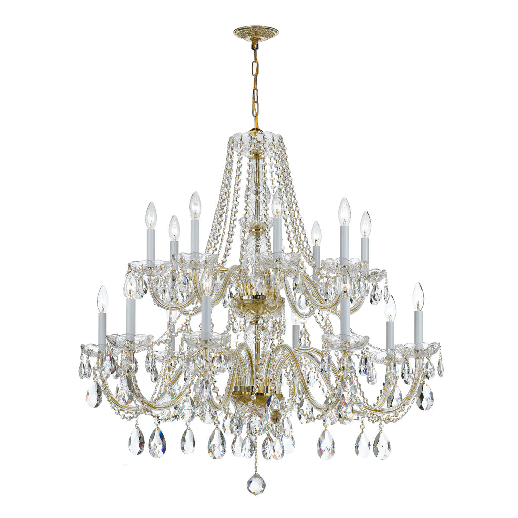 Crystorama Traditional Crystal 37'' Chandelier in Polished Brass - Front View